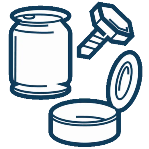 symbol of jar, bolt, and open can
