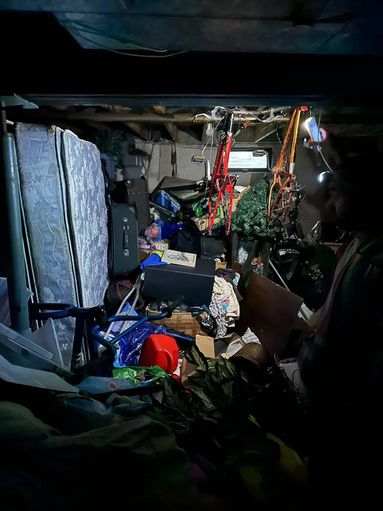 basement filled with junk